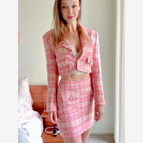 Endless Rose Jackets & Coats Barbie Pink Tweed Jacket And Skirt